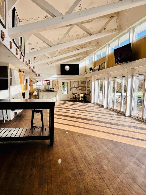 Bright open clubhouse interior