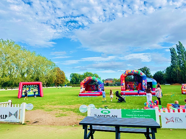 Inflatables and outdoor activities across the cricket ground