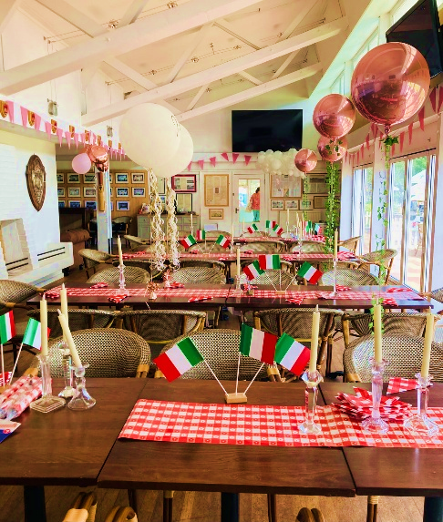 Clubhouse decorated for an international celebration