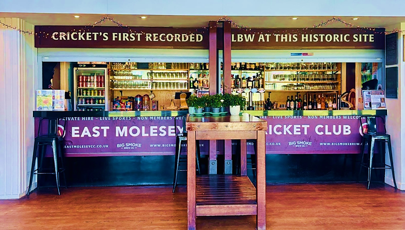 The fully stocked bar inside East Molesey Cricket Club
